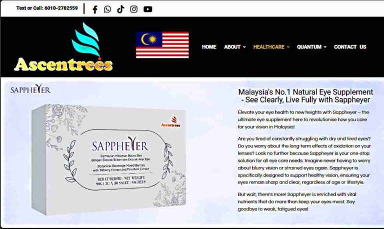 Malaysia's No.1 Natural Eye Supplement Sappheyer from Ascentrees Malaysia